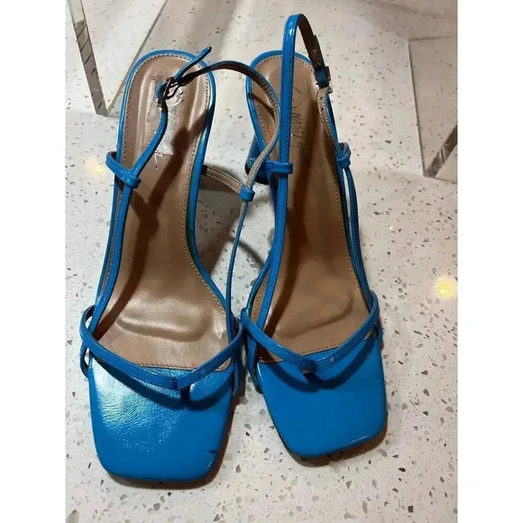 NASTY GAL strappy cone square toe heels size 8 - Picture 4 of 6